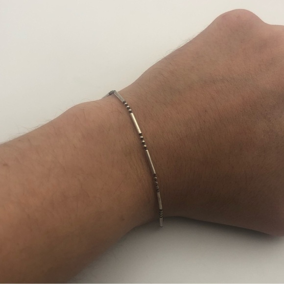 VTG Sterling Silver Dot & Dash Bracelet 9” Stamped & Hallmarked - Picture 6 of 6